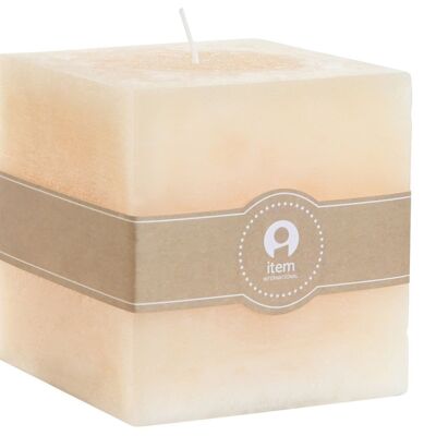 CANDELA IN CERA 10X10X10 850 GR CREMA NATURALE QUADRATA VE209660