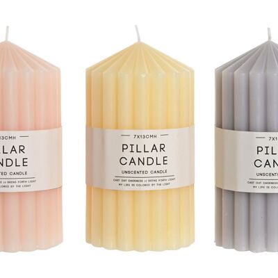 WAX CANDLE 7X7X13 370 GR, 3 SURT. VE209676