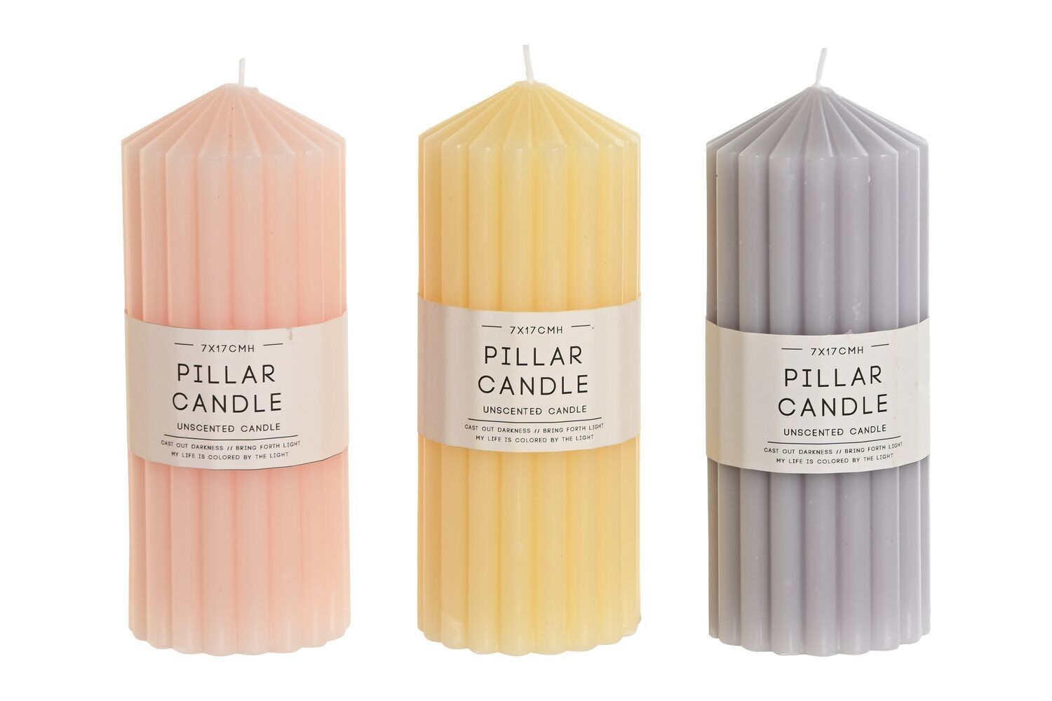 CANDELA IN CERA 7X7X17 500 GR, 3 SURT. VE209675