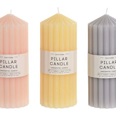 WAX CANDLE 7X7X17 500 GR, 3 SURT. VE209675