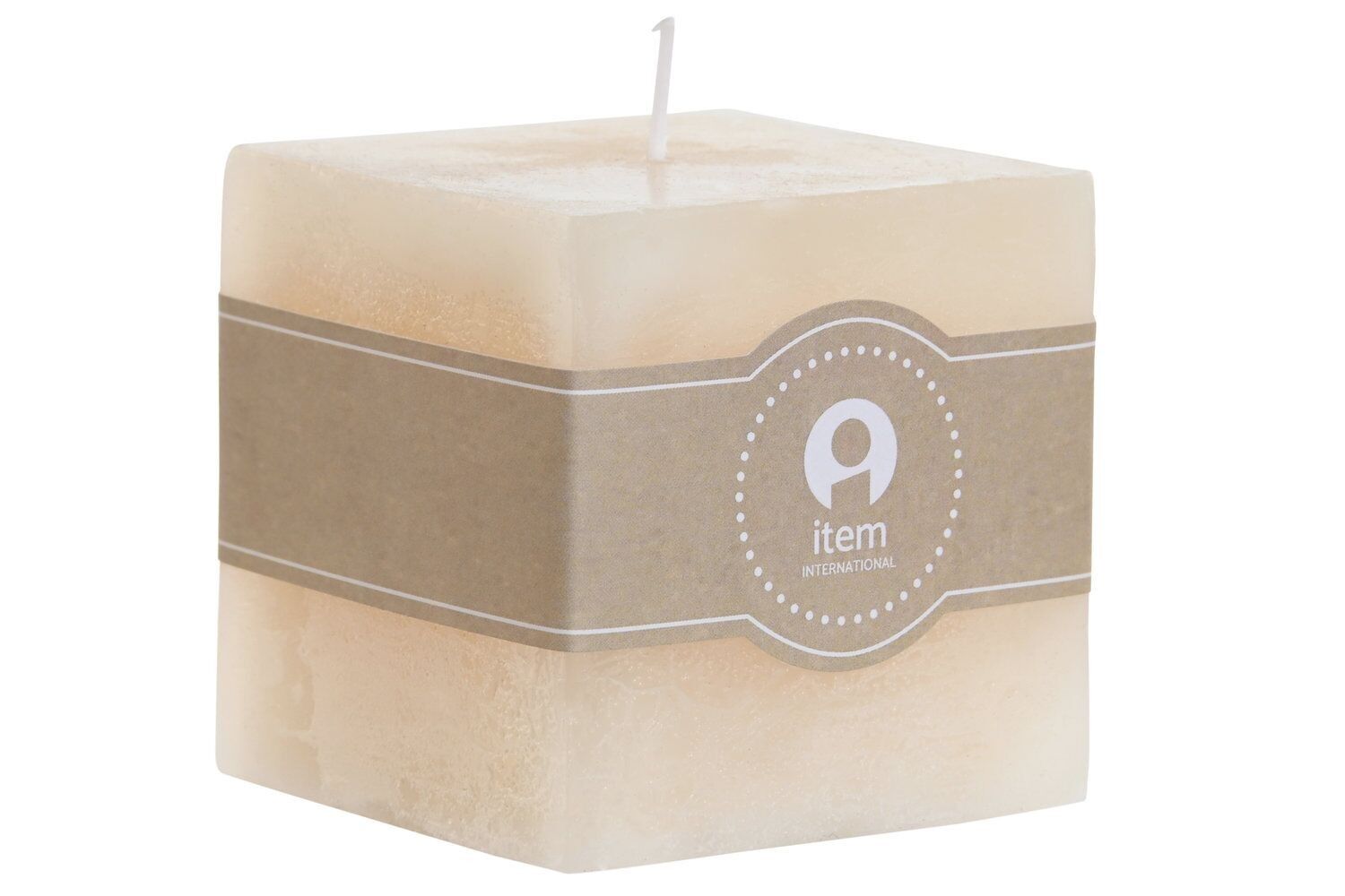 VELA CERA 7X7X7 300 GR, CUADRADA NATURAL CREMA VE209658