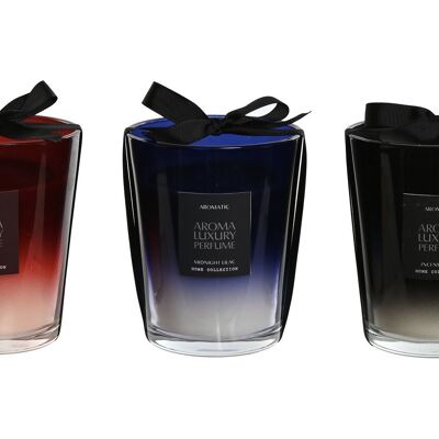 BOUGIE EN CIRE CRISTAL 11X11X14 540 GR. LUXE 3 SURT. DA213126