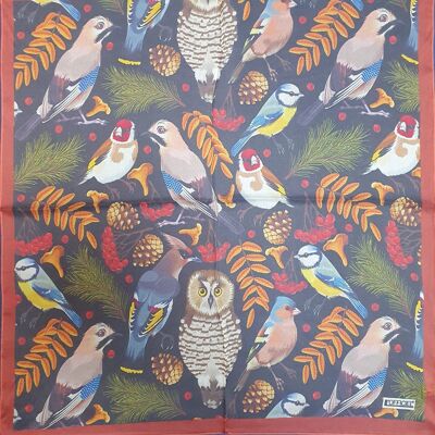 Foulard en soie 70X70 soie légère multicolore avec oiseaux