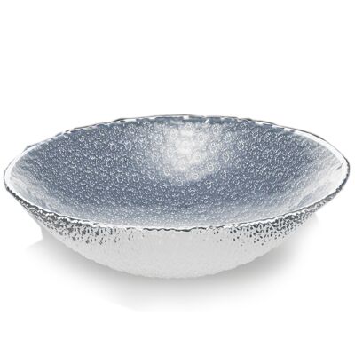 Colored and Silver Glass Bowl Ø 30 cm "Flores Celeste Perlato" Line