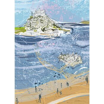 Marazion Beach Cornwall Art Print - moyen encadré 2