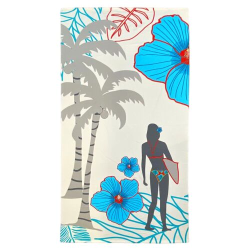 Serviette de plage microfibre 100% Polyester Surftime 90x170cm 250g/m²