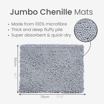Tapis de bain Jumbo Bobble – Tapis de bain antidérapant en chenille à poils longs de luxe 7