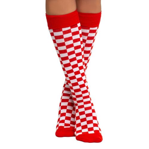 Knee Socks Red/White Checkered 'Brabant'- One Size