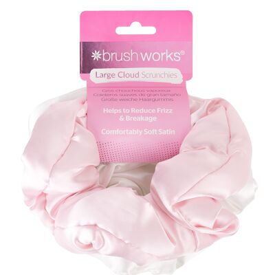 Brushworks Scrunchies Nuvola Grandi - Rosa e Bianco (confezione da 2)