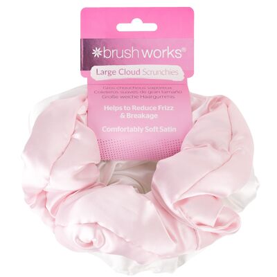 Brushworks Scrunchies Nuvola Grandi - Rosa e Bianco (confezione da 2)