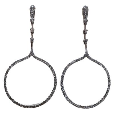 Boucle d'oreille ronde avec pavé de zircons