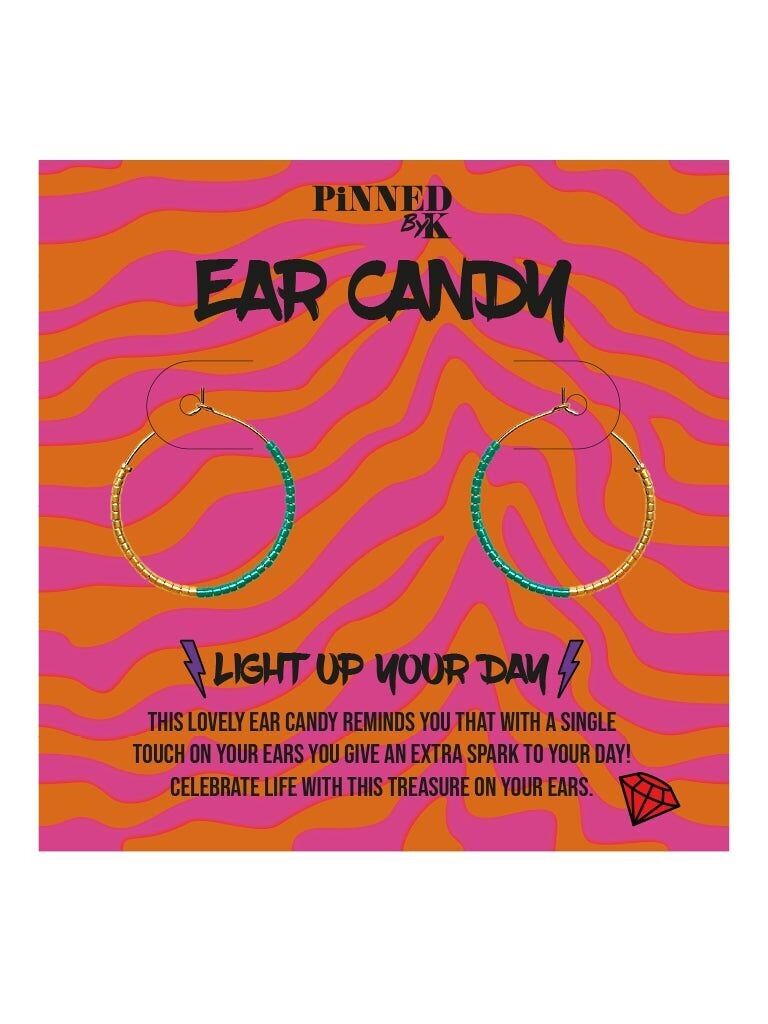 Ear Candy Gold Mint Green Beads