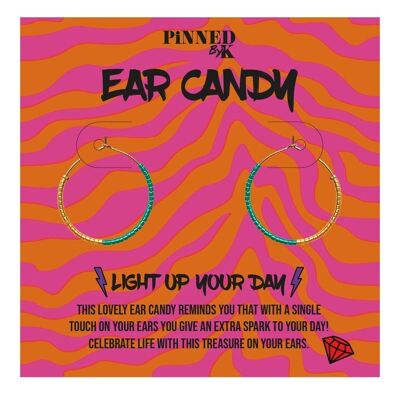 Ear Candy Gold Mintgrüne Perlen