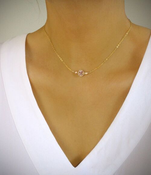 Light Amethyst crystal ball necklace