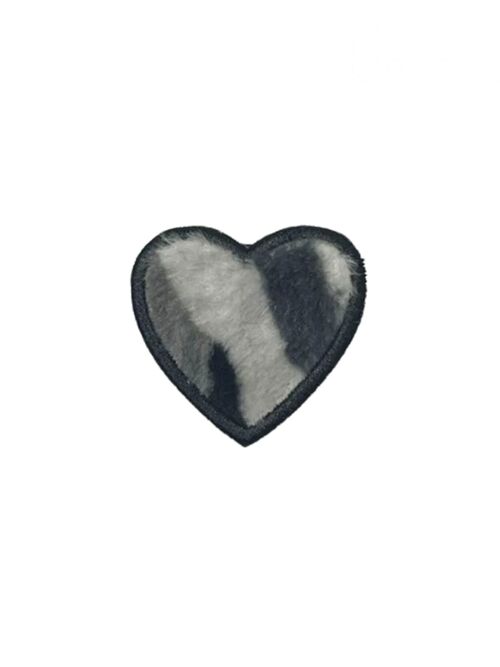 Grey Fur Heart Candy Badge