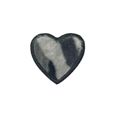 Badge Bonbon Coeur Fourrure Grise