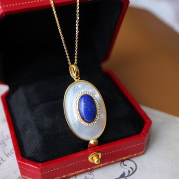 Royal Blue Lapis Lazuli MOP Grand pendentif ovale - Pendentif uniquement 4