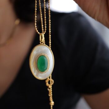 Royal Green Onyx MOP Grand pendentif ovale - Pendentif uniquement 4