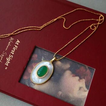 Royal Green Onyx MOP Grand pendentif ovale - Pendentif uniquement 6