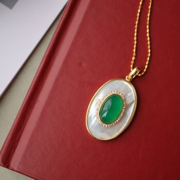 Royal Green Onyx MOP Grand pendentif ovale - Pendentif uniquement 8