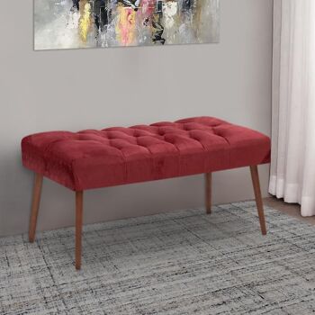 Banquette Velours CLARICE Bordeaux 96x41x44cm 2