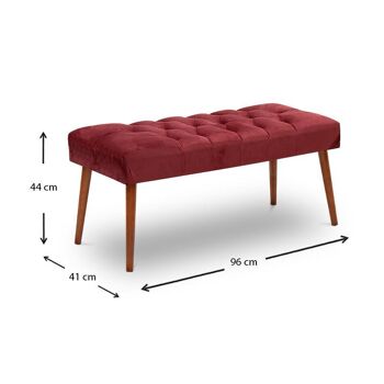 Banquette Velours CLARICE Bordeaux 96x41x44cm 5