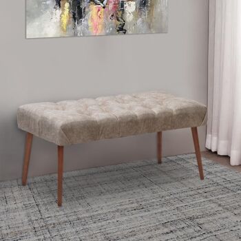 Banc Velours CLARICE Crème 96x41x44cm 2