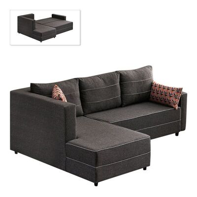 Left corner Sofa/Bed BALI Anthracite 242x160x88cm