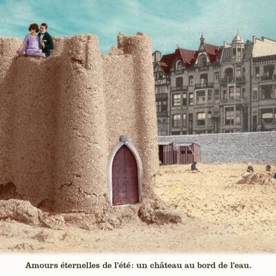Carte postale - Amours éternelles de l'été: un château au bord de l'eau.