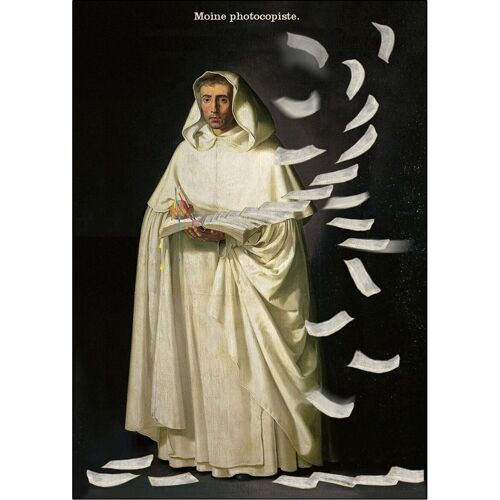 Carte postale - Moine photocopiste.