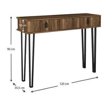 Table console GARNI Noyer 120x35,5x90cm 5