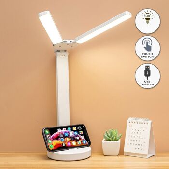 Lampe de Bureau LED ROSA rechargeable Blanc 13x13x32cm 2