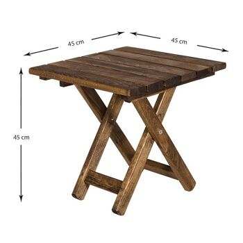Table de jardin pliable CAMILLE Noyer 45x45x45cm 2
