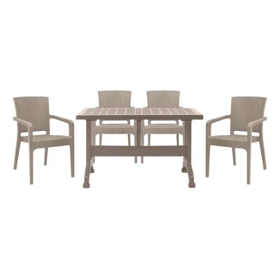 Conjunto de Comedor de Jardín CARTA 5 Piezas Mesa 140x80x73cm