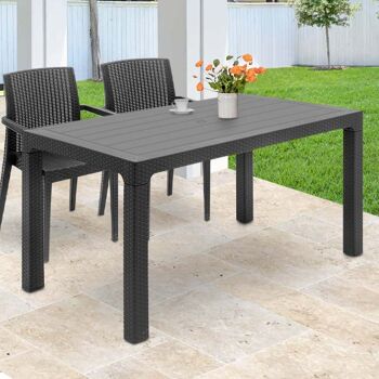 Table de jardin INGE Anthracite 150x90x75cm 2