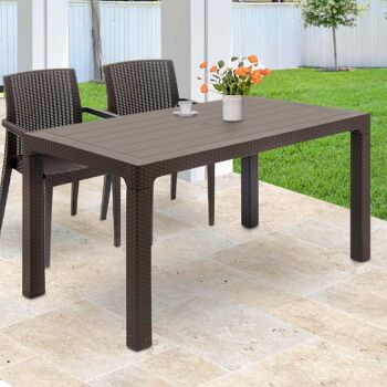 Table de jardin INGE Marron 150x90x75cm 2