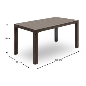 Table de jardin INGE Marron 150x90x75cm 4