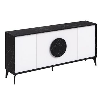 Buffet PARIS Marbre Noir - Blanc 180x35.6x82cm 1