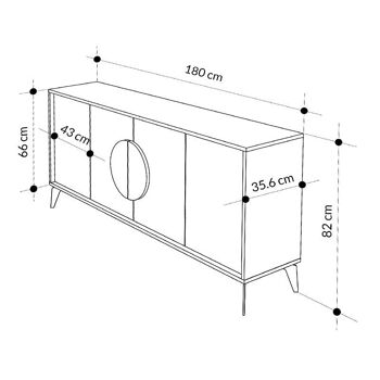 Buffet PARIS Marbre Noir - Blanc 180x35.6x82cm 6