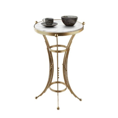 Coffee Table SCHICK Metallic - Mdf Gold - White Marble Effect