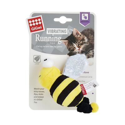WufWuf & GiGwi Bee, vibrierendes Laufkatzenspielzeug mit Katzenminze