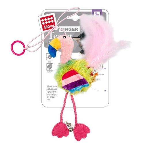 WufWuf & GiGwi Flamingo Finger Teaser Interactive Cat Toy