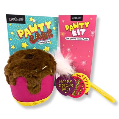 WufWuf Pawty Cake and Pawty Kit, juguete de peluche para perros