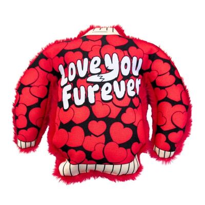 WufWuf Love You Furever Squeaky - Suéter de peluche para perro, tamaño pequeño/mediano