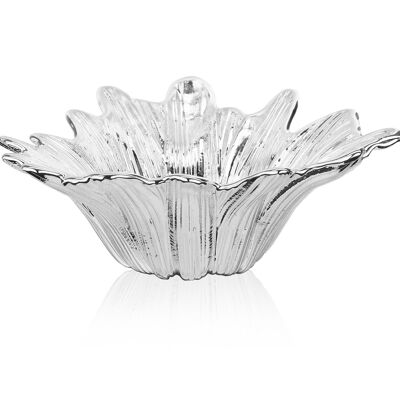 Silberne Glasschale 18x18 cm, Linie „Silberne Sonnenblume“.