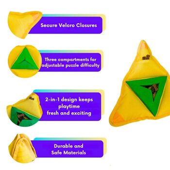 WufWuf Jouet interactif distributeur de friandises pour chien, jouet puzzle pyramidal 2 en 1 pour chiens de petite, moyenne et grande taille 3