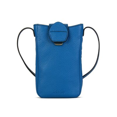 Phone pouch in royal blue Fiolaine cowhide leather