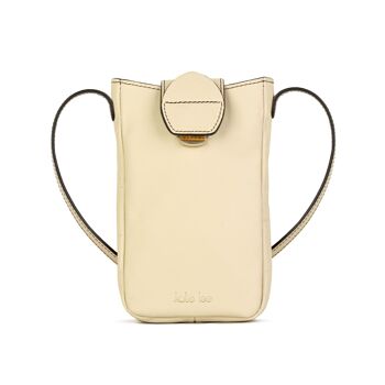 Pochette téléphone en cuir de vachette Fiolaine crème