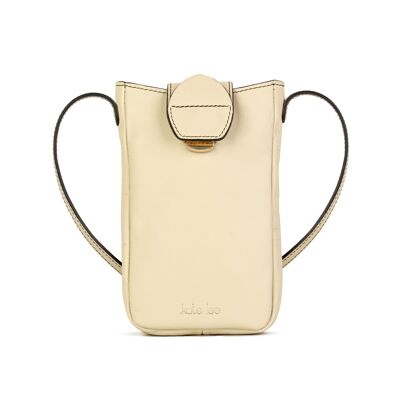 Phone pouch in cream Fiolaine cowhide leather