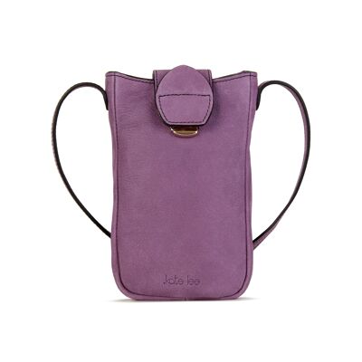 Purple Fiolaine cowhide leather phone pouch